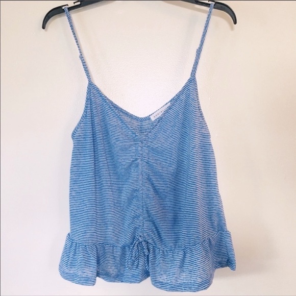 𝅺SALE SALE SALE SOCIALITE Cinched Burnout Blue Striped Tank Large NEW - Picture 1 of 5